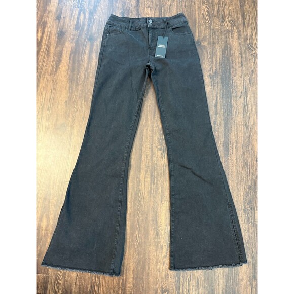 Alloy Apparel Everly Mid Flare Dark Black Denim Jeans Women's tag 10x35 sz 30x34 - Picture 1 of 9